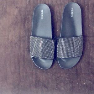 Torrid Back and Silver Sandals Size 12